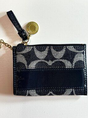 Vintage Y2K Coach Blue Denim Monogram Legacy Mini Skinny Cardholder Wallet